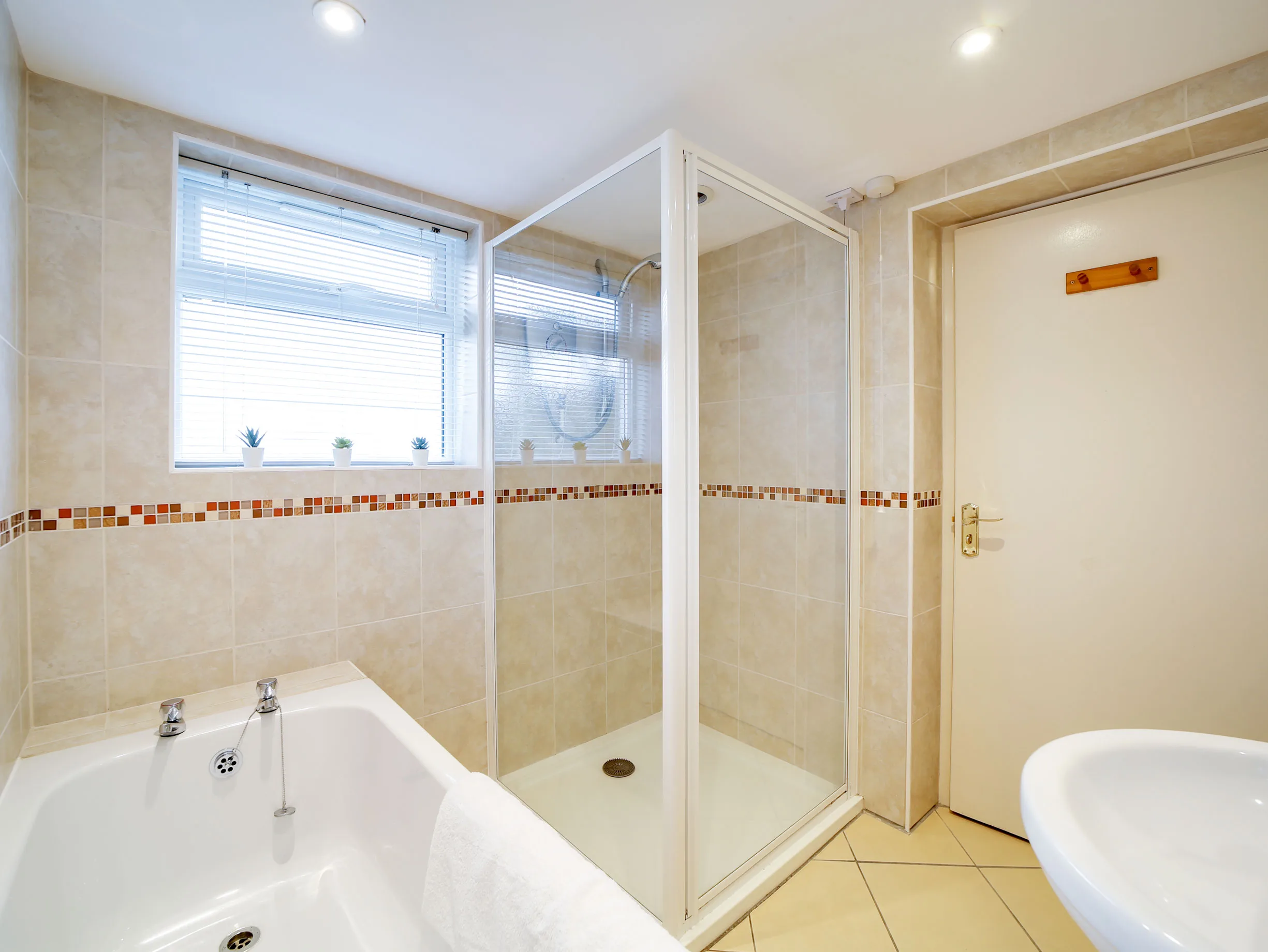 The Pigsty's downstairs bathroom with walk-in shower.